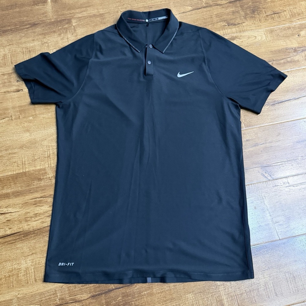 Tiger Woods Collection Nike Golf Black Polo Shirt Men's Sz Large